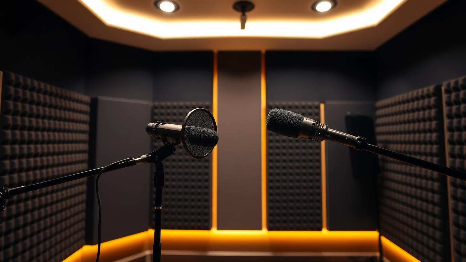 TAPG Talks podcast studio with microphones and warm accent lighting
